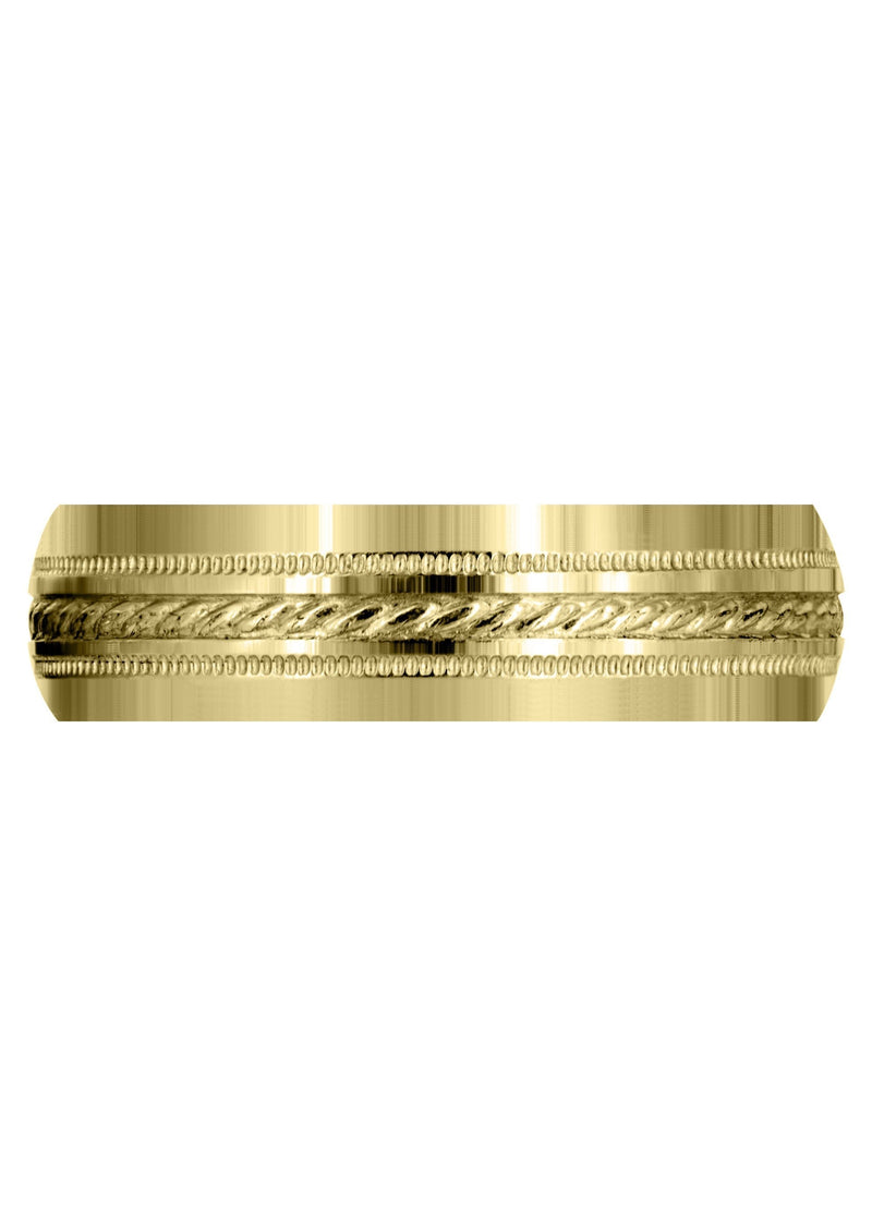 Yellow Gold Basic Carved Celtic Mens Wedding Band | Satin Finish (Angel)