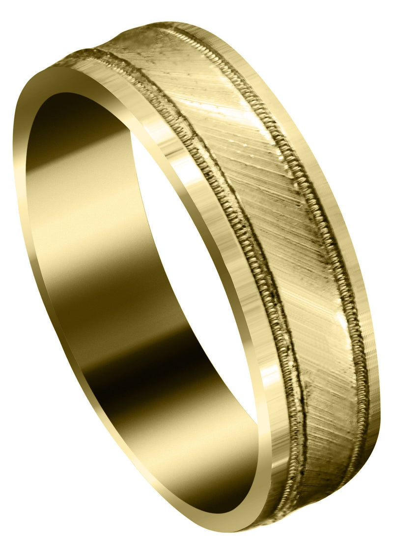 Yellow Gold Basic Carved Celtic Mens Wedding Band | Diamond Cut Finish (Nicholas)