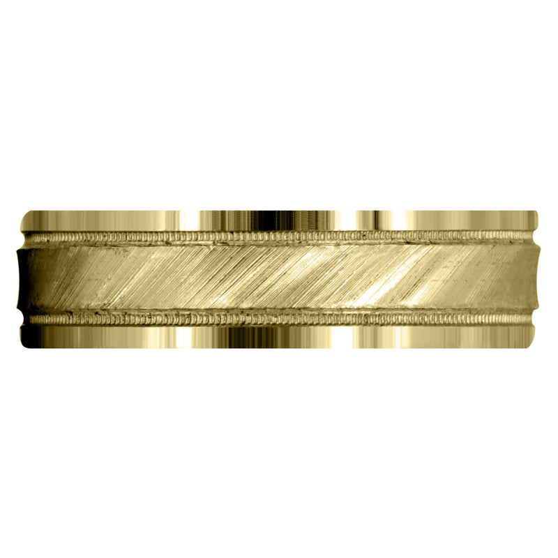 Yellow Gold Basic Carved Celtic Mens Wedding Band | Diamond Cut Finish (Nicholas)