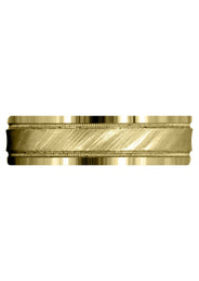 Yellow Gold Basic Carved Celtic Mens Wedding Band | Diamond Cut Finish (Nicholas)