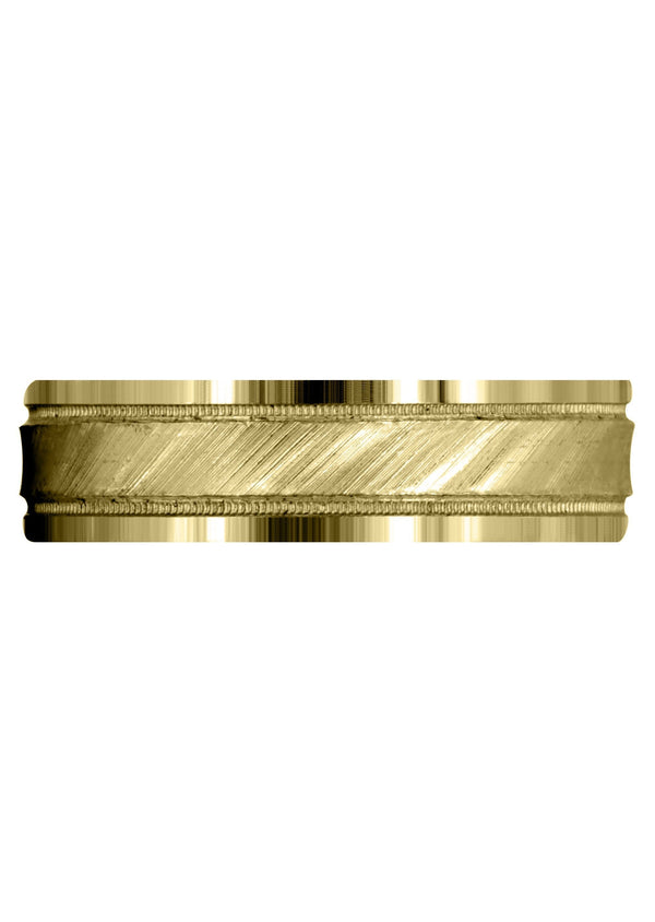 Yellow Gold Basic Carved Celtic Mens Wedding Band | Diamond Cut Finish (Nicholas)