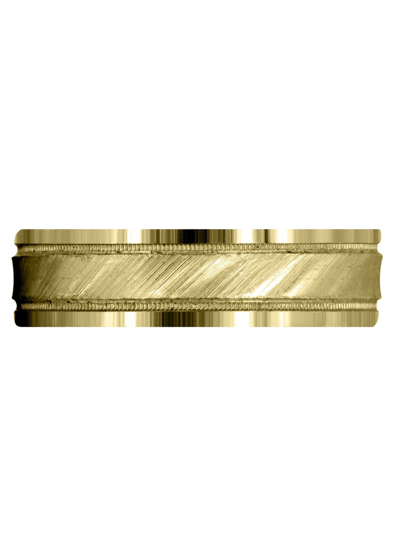 Yellow Gold Basic Carved Celtic Mens Wedding Band | Diamond Cut Finish (Nicholas)