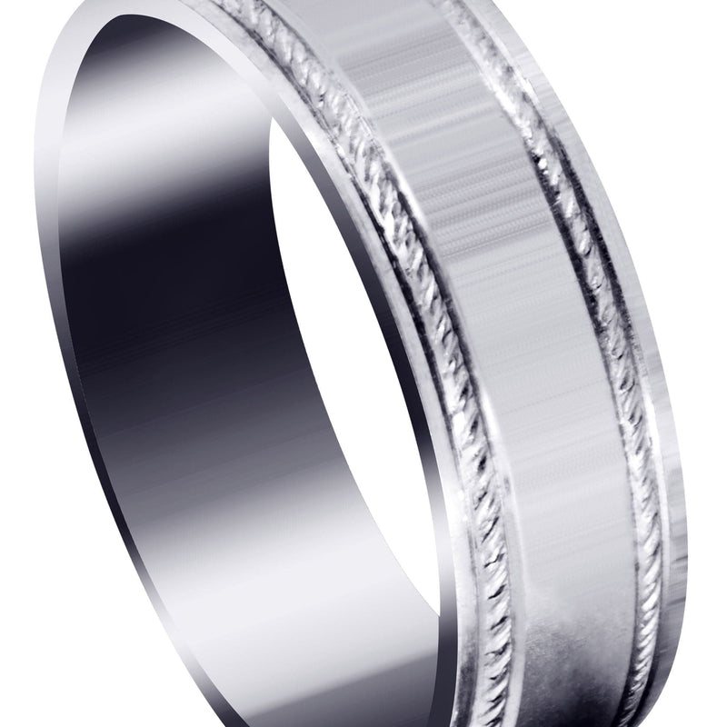 Basic Carved Celtic Mens Wedding Band | Wire Matt Finish (Brayden)