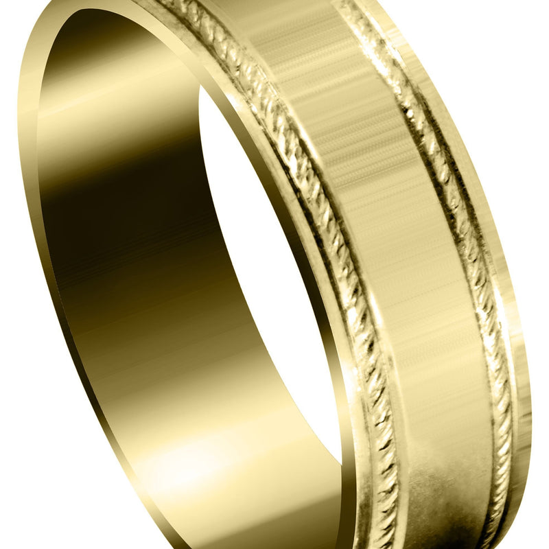 Yellow Gold Basic Carved Celtic Mens Wedding Band | Wire Matt Finish (Brayden)