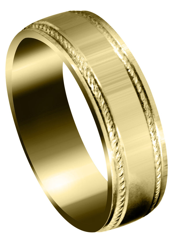 Yellow Gold Basic Carved Celtic Mens Wedding Band | Wire Matt Finish (Brayden)