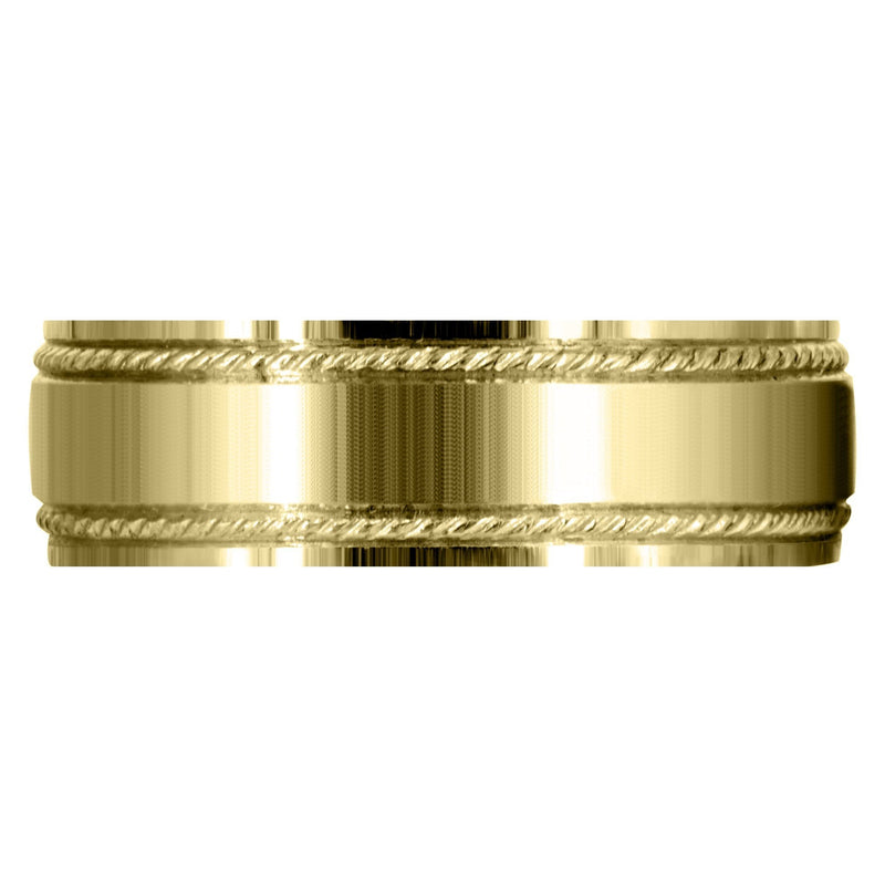 Yellow Gold Basic Carved Celtic Mens Wedding Band | Wire Matt Finish (Brayden)