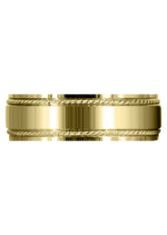 Yellow Gold Basic Carved Celtic Mens Wedding Band | Wire Matt Finish (Brayden)