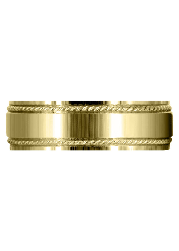 Yellow Gold Basic Carved Celtic Mens Wedding Band | Wire Matt Finish (Brayden)