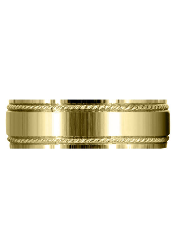 Yellow Gold Basic Carved Celtic Mens Wedding Band | Wire Matt Finish (Brayden)