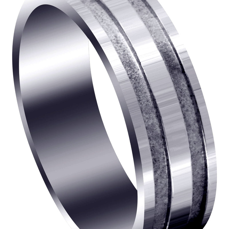 Carved Simple Mens Wedding Band | Sand Blast / High Polish Finish (Lucas)