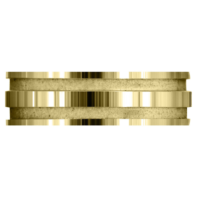Yellow Gold Carved Simple Mens Wedding Band | Sand Blast / High Polish Finish (Lucas)