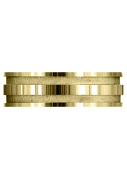 Yellow Gold Carved Simple Mens Wedding Band | Sand Blast / High Polish Finish (Lucas)