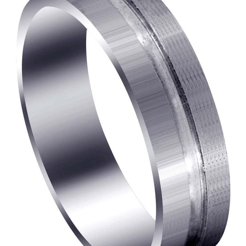 Carved Simple Mens Wedding Band | Satin Finish (Matthew)