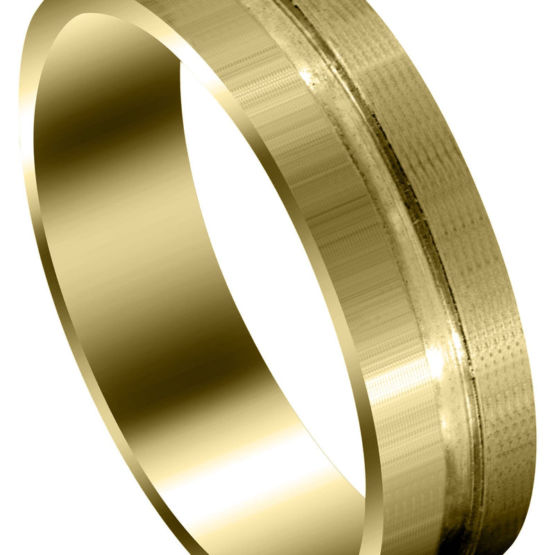 Yellow Gold Carved Simple Mens Wedding Band | Satin Finish (Matthew)
