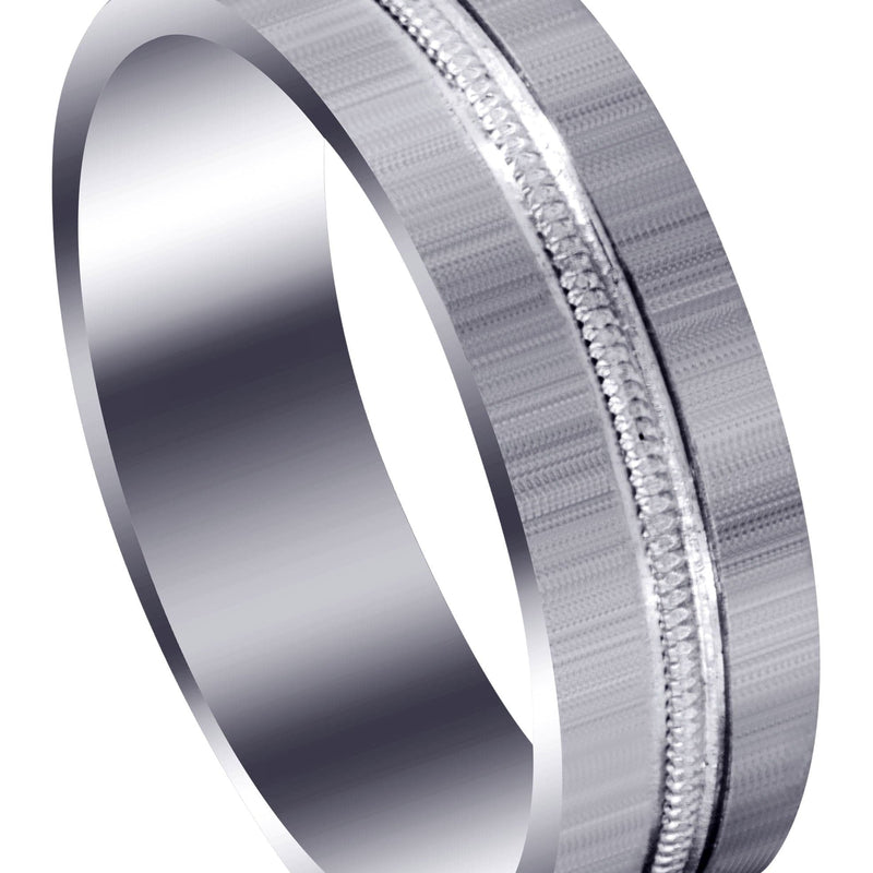 Carved Simple Mens Wedding Band | Cross Satin Finish (Logan)
