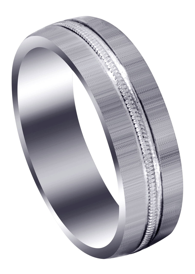 Carved Simple Mens Wedding Band | Cross Satin Finish (Logan)