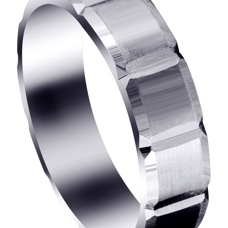 Carved Diamond Cut Mens Wedding Band | Satin Finish (Aiden)