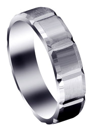 Carved Diamond Cut Mens Wedding Band | Satin Finish (Aiden)