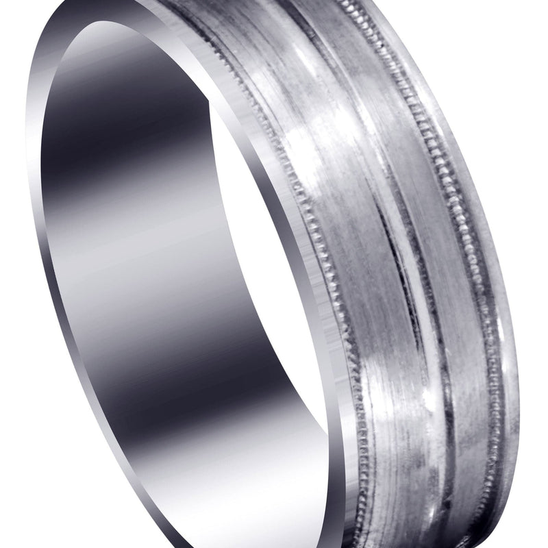 Carved Modern Mens Wedding Band | Satin / Hish Polish Finish (Elijah)