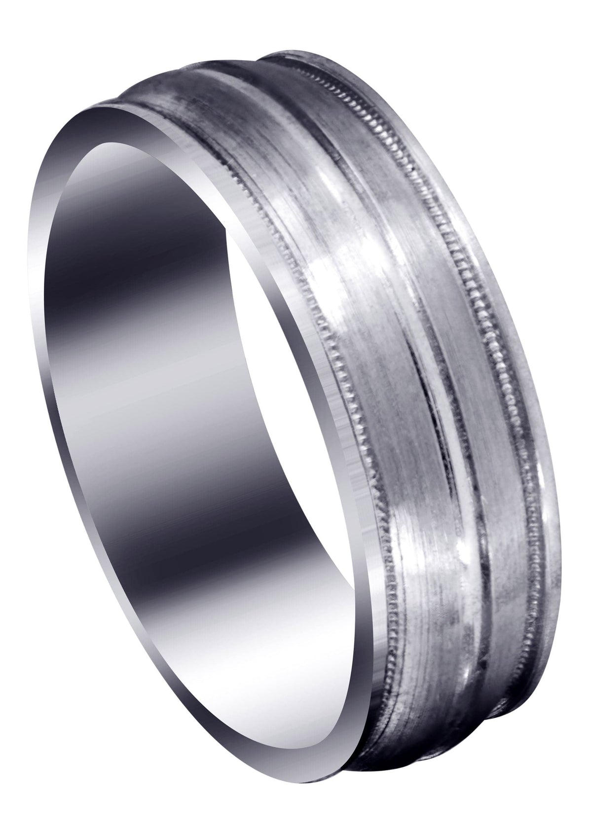 Carved Modern Mens Wedding Band | Satin / Hish Polish Finish (Elijah)