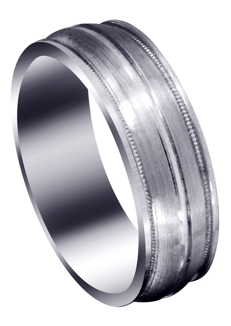 Carved Modern Mens Wedding Band | Satin / Hish Polish Finish (Elijah)