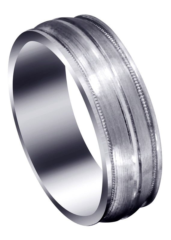 Carved Modern Mens Wedding Band | Satin / Hish Polish Finish (Elijah)