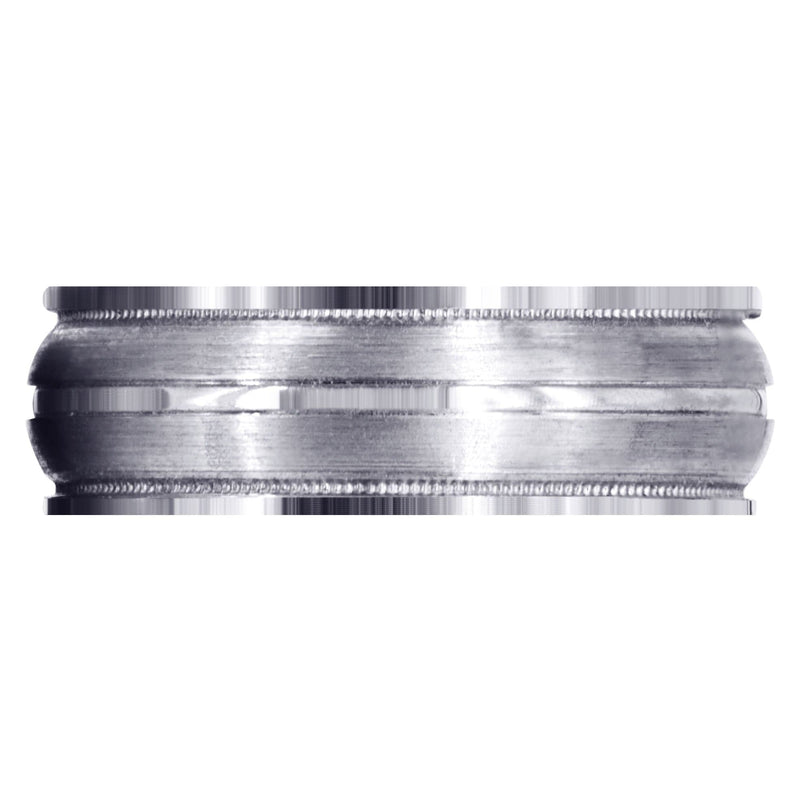 Carved Modern Mens Wedding Band | Satin / Hish Polish Finish (Elijah)