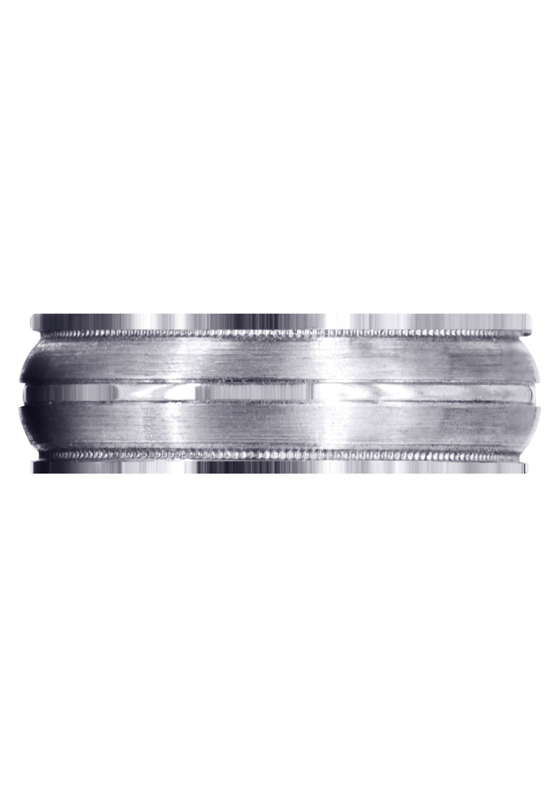 Carved Modern Mens Wedding Band | Satin / Hish Polish Finish (Elijah)