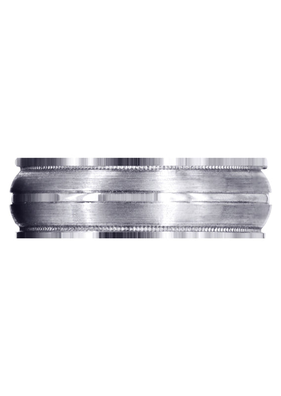 Carved Modern Mens Wedding Band | Satin / Hish Polish Finish (Elijah)