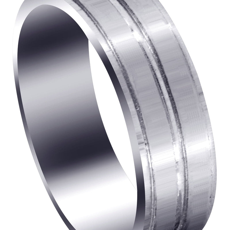 Carved Simple Mens Wedding Band | Satin Finish (Benjamin)