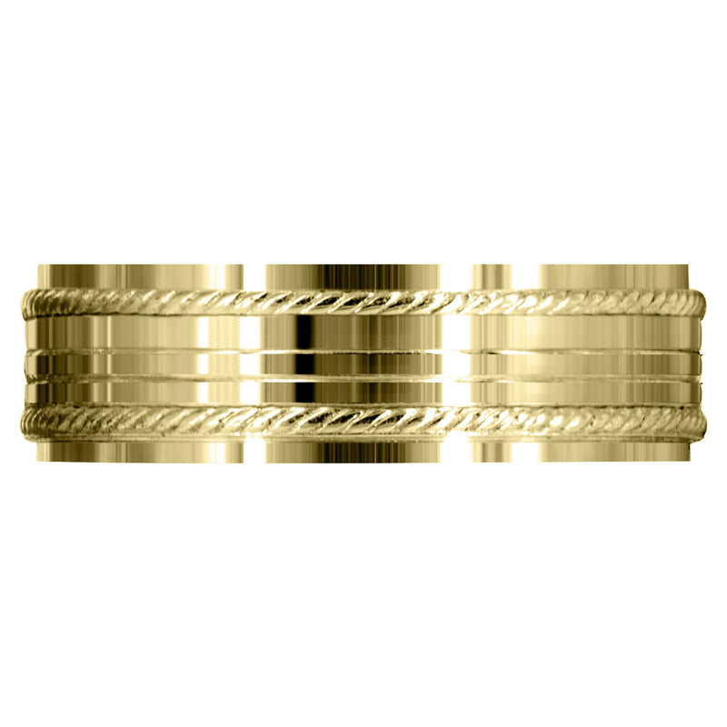 Yellow Gold Basic Carved Celtic Mens Wedding Band | High Polish Finish (Colton)