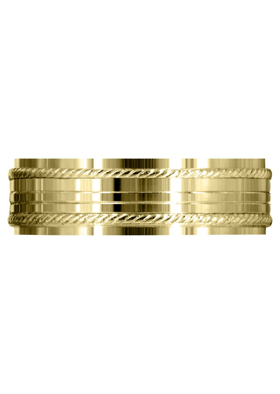 Yellow Gold Basic Carved Celtic Mens Wedding Band | High Polish Finish (Colton)