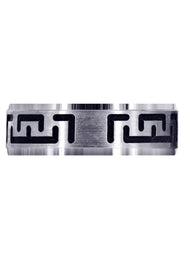 Fancy Carved Contemporary Mens Wedding Band | Satin / High Polish Finish (Adrian)