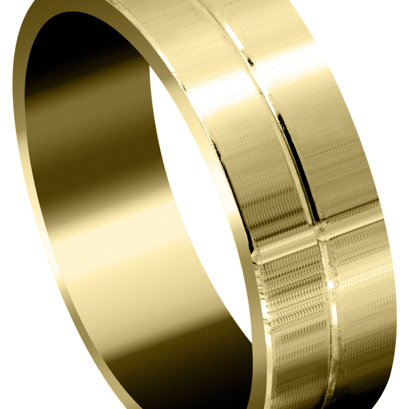 Yellow Gold Basic Carved Celtic Mens Wedding Band | Satin Finish (Josiah)