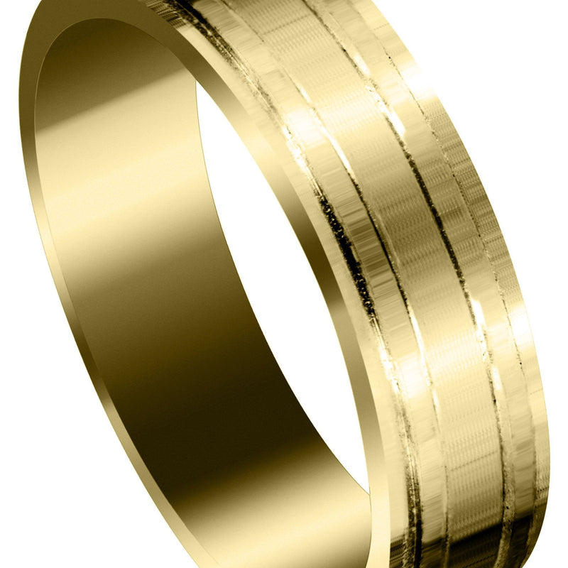 Yellow Gold Basic Carved Celtic Mens Wedding Band | Satin Finish (Caleb)