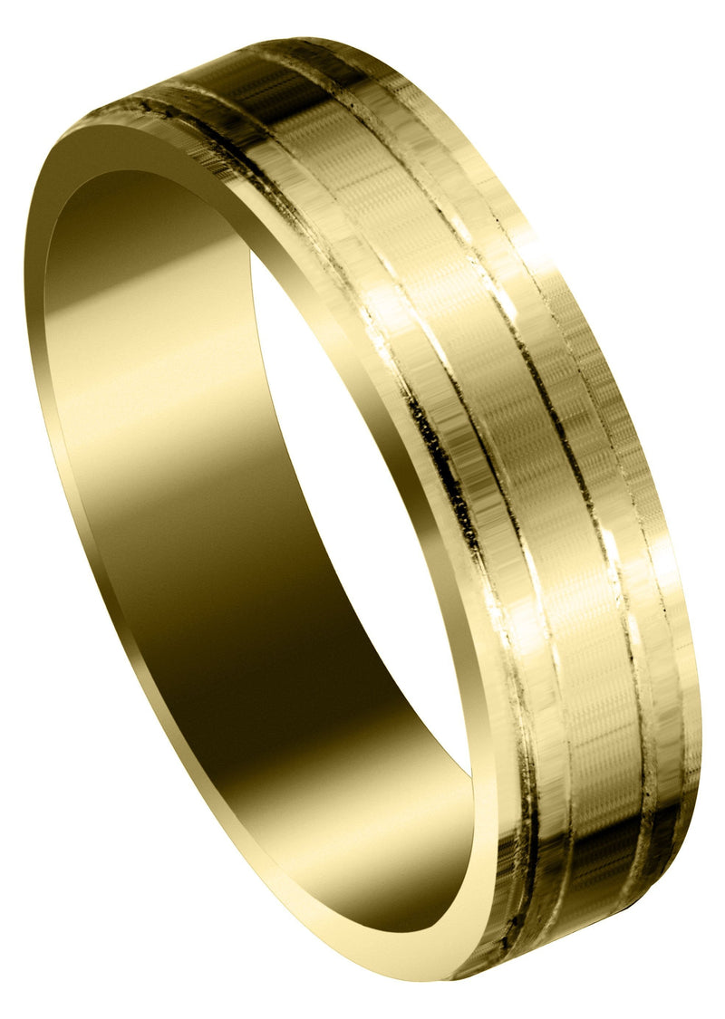 Yellow Gold Basic Carved Celtic Mens Wedding Band | Satin Finish (Caleb)
