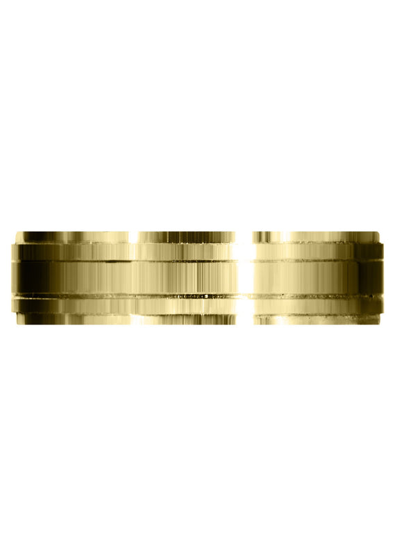Yellow Gold Basic Carved Celtic Mens Wedding Band | Satin Finish (Caleb)