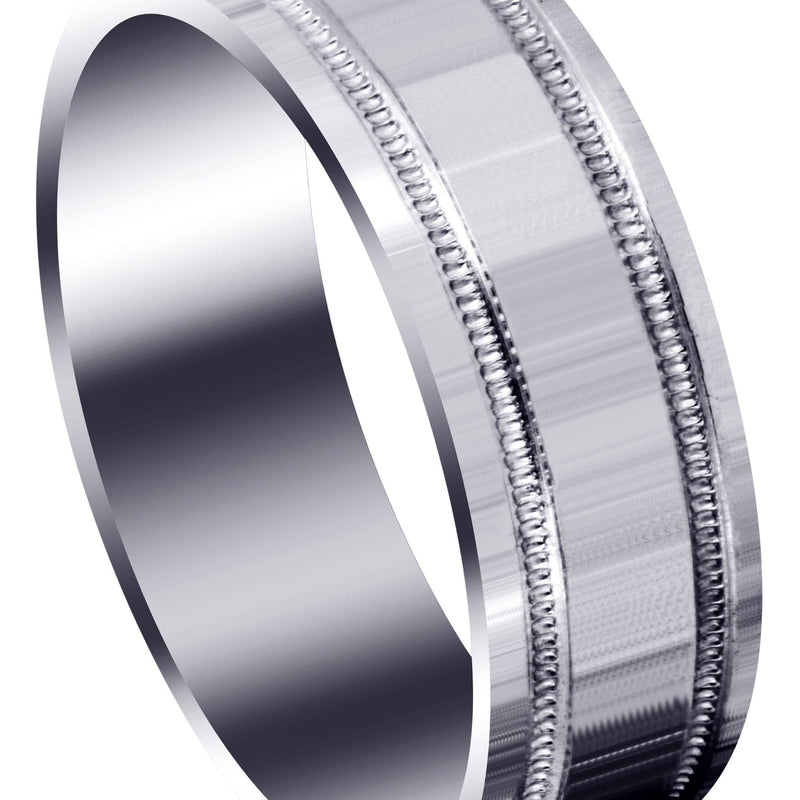 Carved Simple Mens Wedding Band | High Polish Finish (Michael)