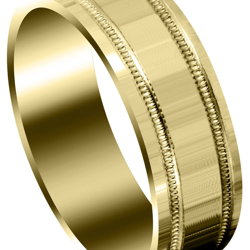 Yellow Gold Carved Simple Mens Wedding Band | High Polish Finish (Michael)
