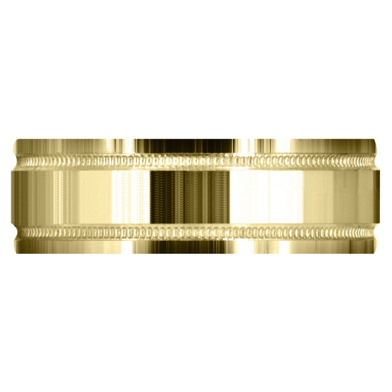 Yellow Gold Carved Simple Mens Wedding Band | High Polish Finish (Michael)