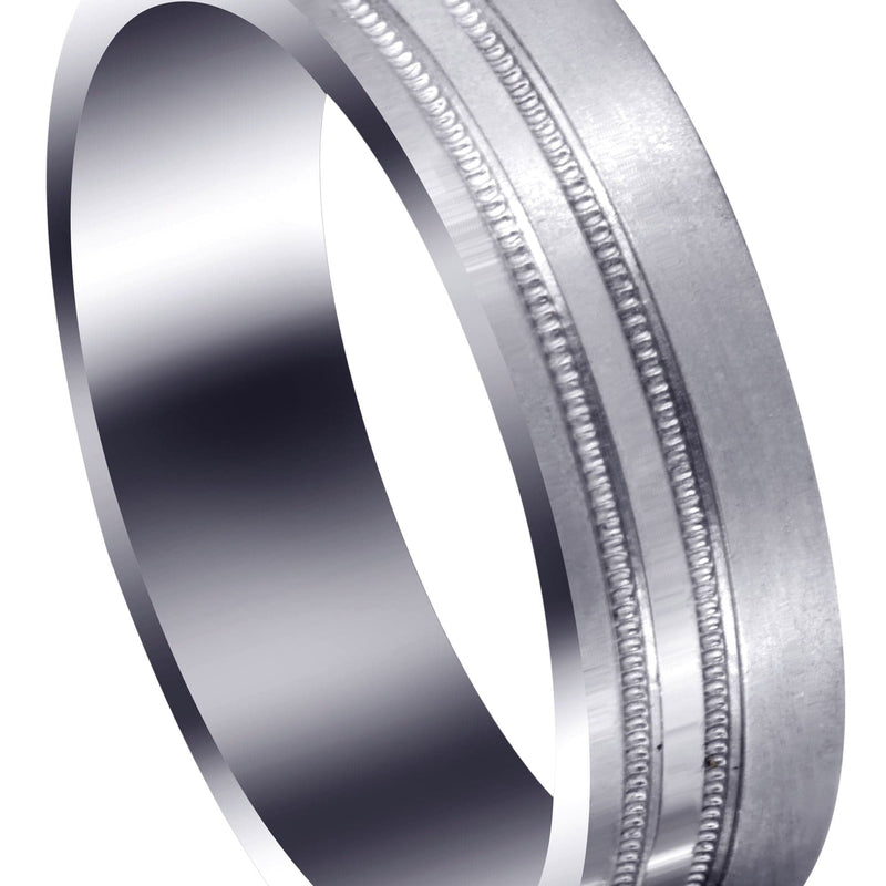 Carved Simple Mens Engagement Ring | Satin Finish (Alexander)