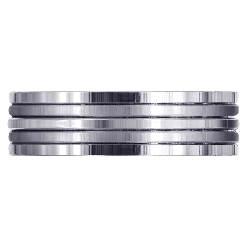 Contemporary Unique Mens Wedding Band | High Polish Finish (Ethan)