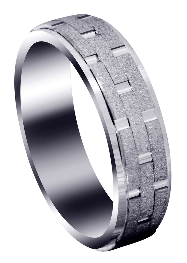 Fancy Carved Contemporary Mens Wedding Band | Stone Finish (William)