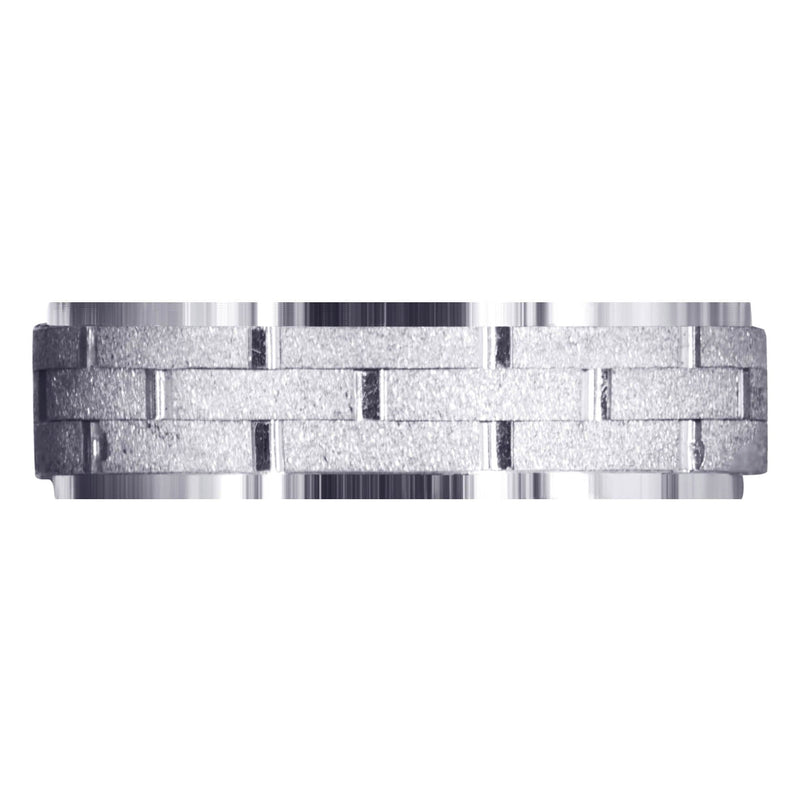 Fancy Carved Contemporary Mens Wedding Band | Stone Finish (William)