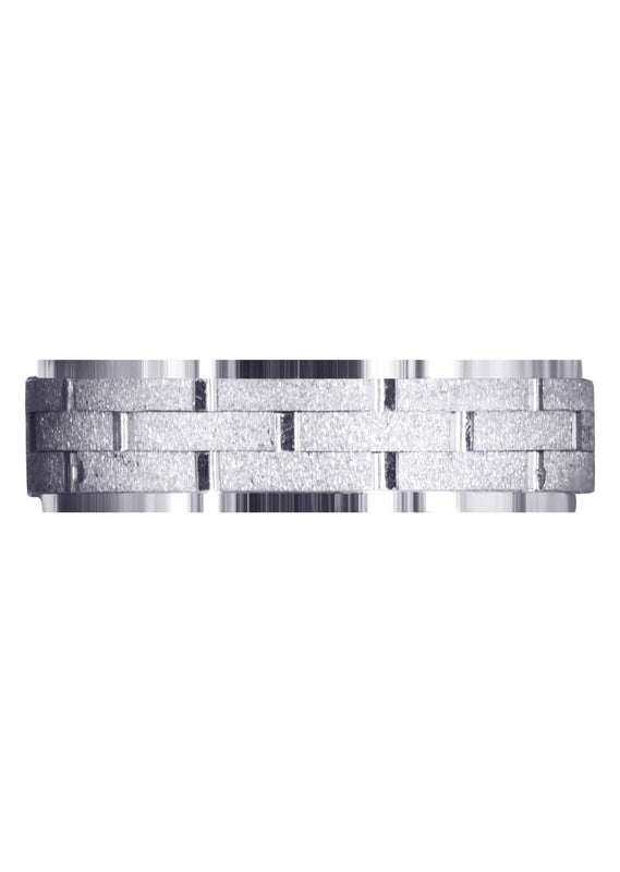 Fancy Carved Contemporary Mens Wedding Band | Stone Finish (William)