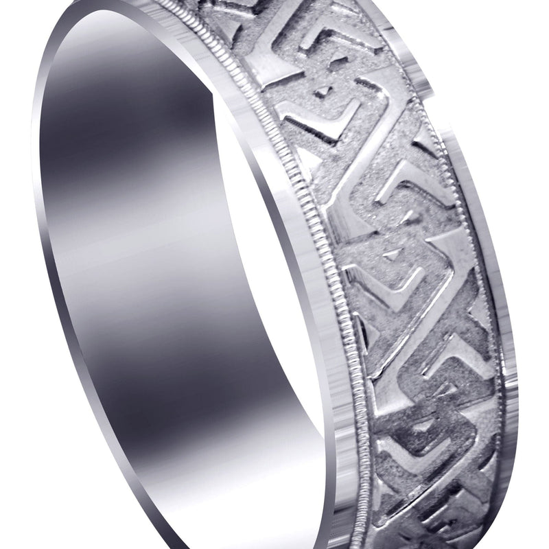 Contemporary Unique Mens Wedding Band | Sand Blast / High Polish Finish (Jacob)