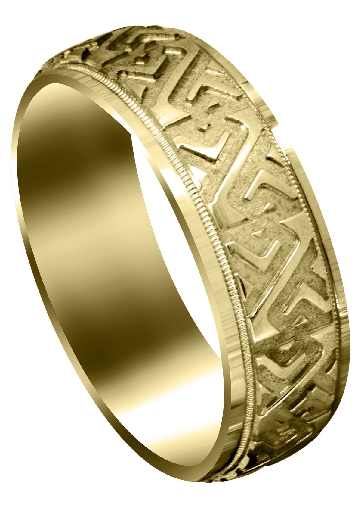Yellow Gold Contemporary Unique Mens Wedding Band | Sand Blast / High Polish Finish (Jacob)