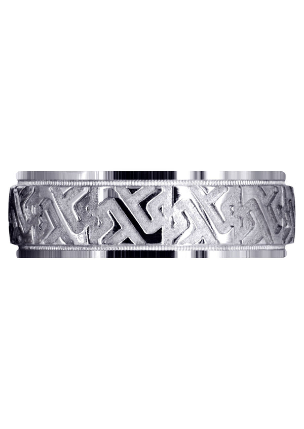 Contemporary Unique Mens Wedding Band | Sand Blast / High Polish Finish (Jacob)