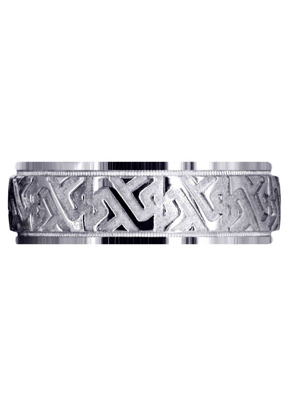 Contemporary Unique Mens Wedding Band | Sand Blast / High Polish Finish (Jacob)