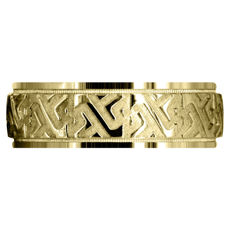 Yellow Gold Contemporary Unique Mens Wedding Band | Sand Blast / High Polish Finish (Jacob)